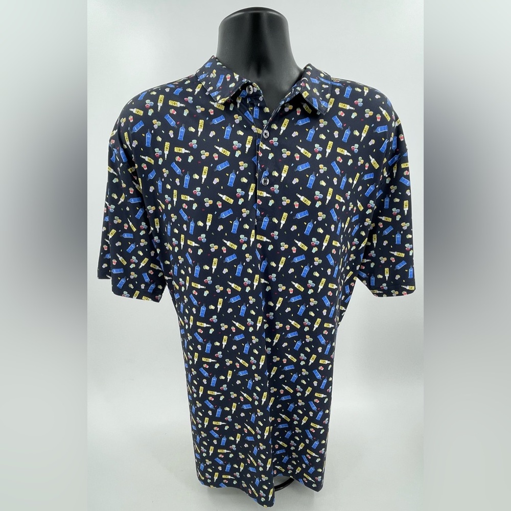 Coast Slipknot Golf Polo Cocktail‎ & Gummy Themed Navy Blue Men’s Size XXL